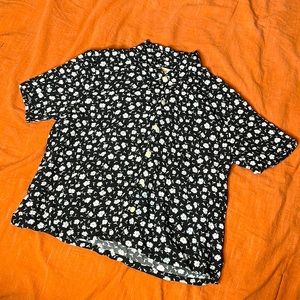 Talbots Cropped Floral Button Down